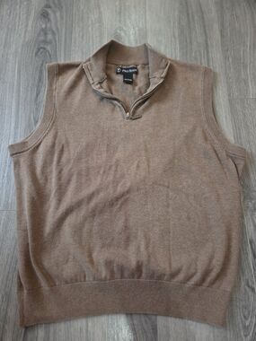 Men's PRO TOUR Brown Sleeveless Quarter-Zip Sweater Vest